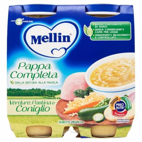 Mellin Pappa Completa Verdura Pastina e Coniglio