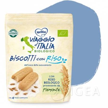 Mellin Viaggio D'Italia Biscotti Con Riso Di Piemonte Bio 