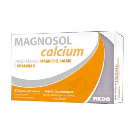Meda Pharma Magnosol Calcium Polvere Effervescente Integratore Di Calcio Magnesio E Vitamina D