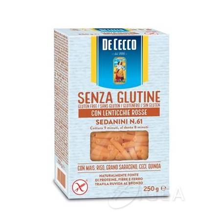 De Cecco Senza Glutine Sedanini Con Lenticchie Rosse N.61 250 Gr