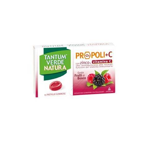 Tantum Verde Natura Propoli + Vitamina C 15 Pastiglie Gommose Gusto Frutti di Bosco
