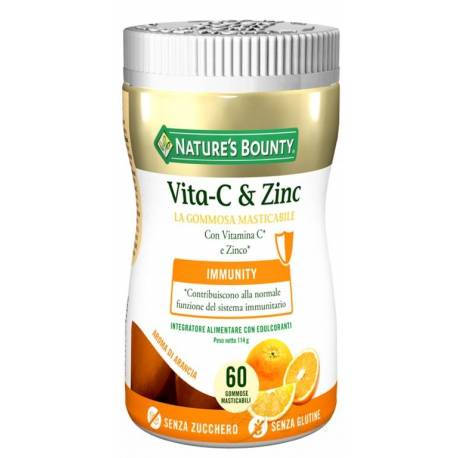Nature's Bounty Vita C& Zinco Integratore di Vitamina C e Zinco 60 gommose masticabili