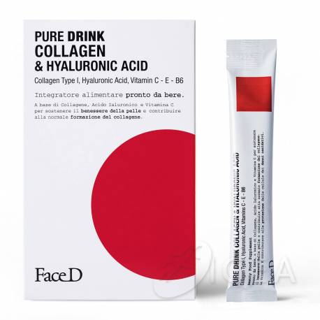 Face D Pure Drink Collagen & Hyaluronic Acid Integratore per la Pelle 30 Stick