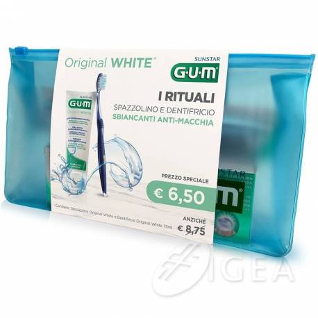 Gum I Rituali Original White Dentifricio + Spazzolino Sbiancante Antimacchia