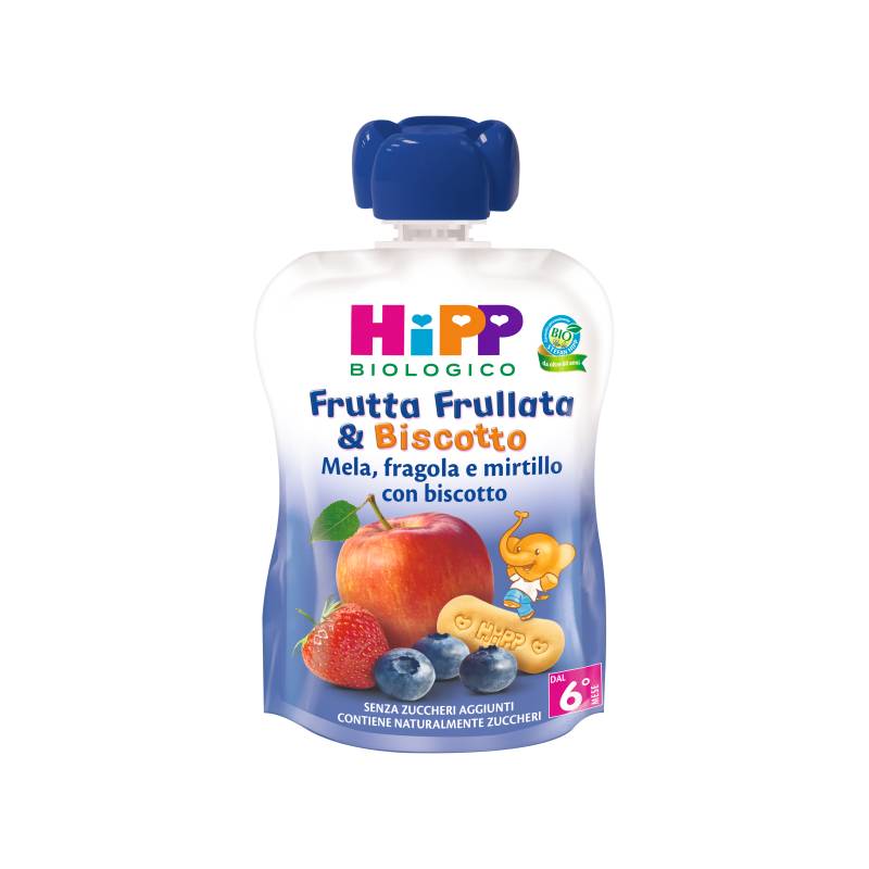 Hipp Frutta Frull&Biscotto Mela Fragola Mirtillo Biscotto 90 g