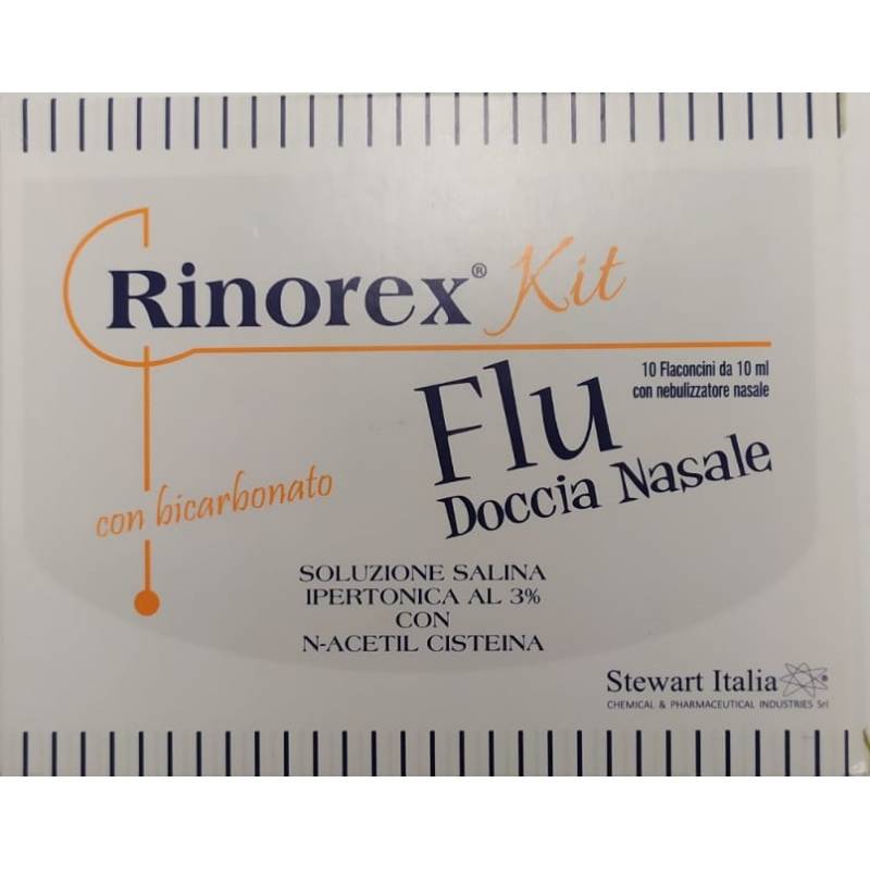 Rinorex Flu con Bicarbonato Doccia Nasale Kit 10 flaconcini + Nebulizzatore
