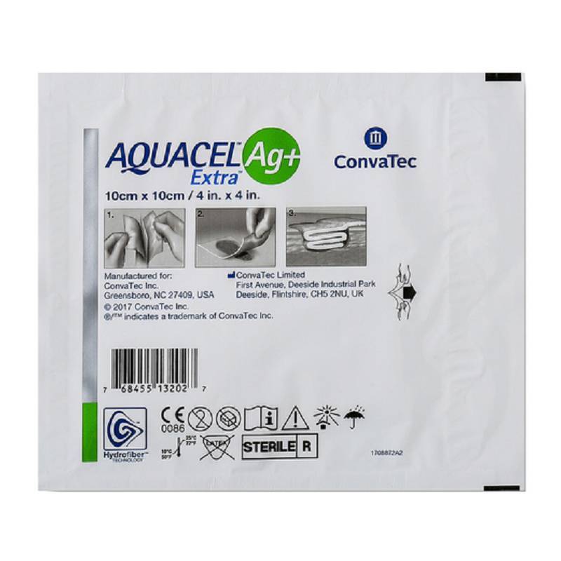 Aquacel Ag+ Extra 10x10 cm Medicazione per Piaghe da Decubito 1 pezzo