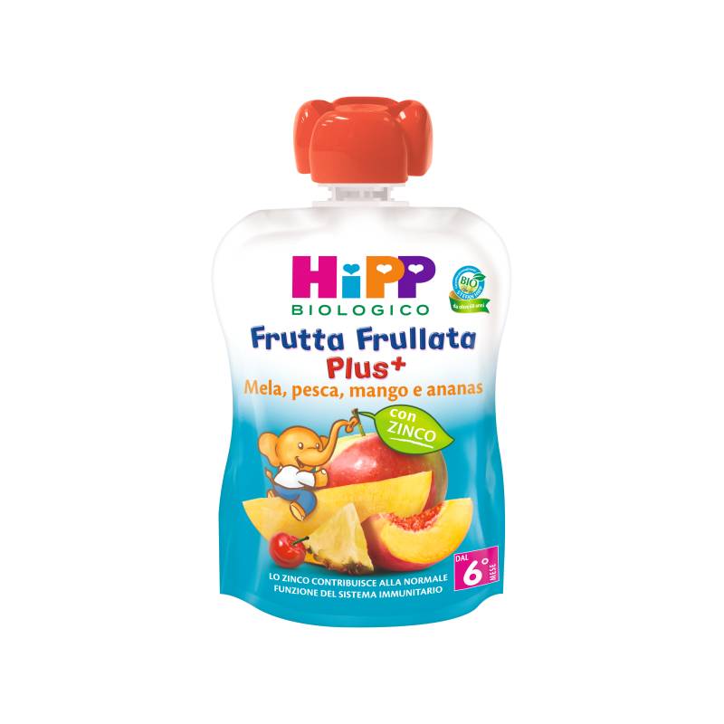 Hipp Biologico Frutta Frullata Plus Mela Pesca Mango Ananas +