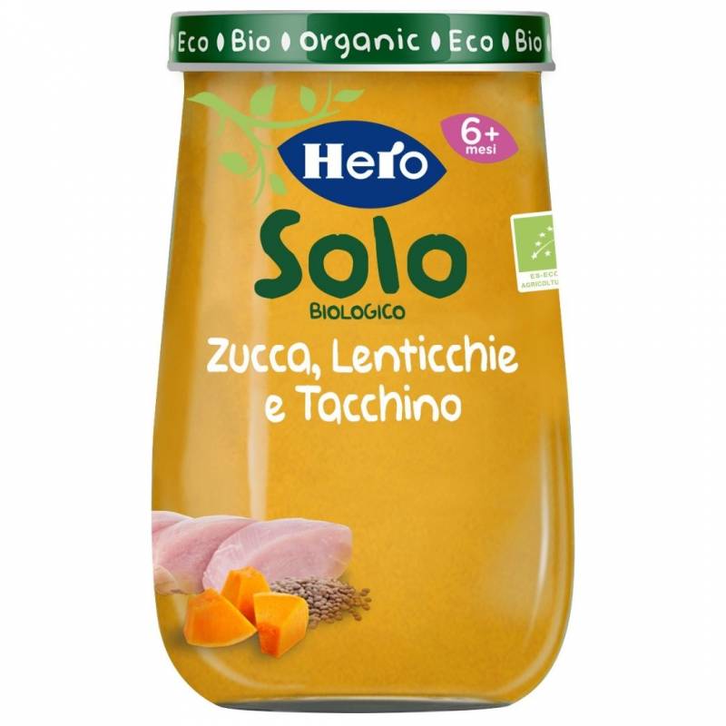 Hero Solo Omogeneizzato Biologico Zucca Lenticchie e Tacchino 190 g