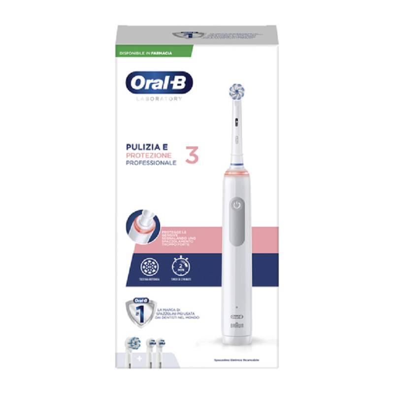 Oral-B Pro 3 Laboratory Spazzolino Elettrico per Denti Sensibili + 2  Ricariche