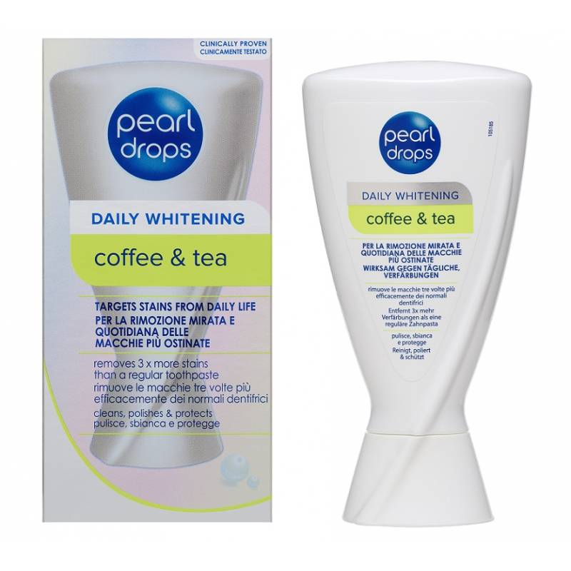 Pearl Drops Daily Whitining Coffe&Tea Dentifricio per Rimuovere le Macchie  di Tè e Caffè 100 grammi