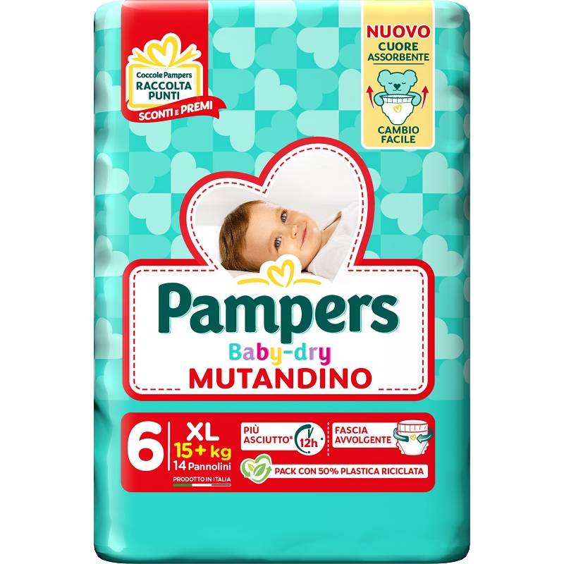 Pampers Baby Dry Pannolino per Bambini a Mutandina Misura 6 (15+ kg) 14  pannolini