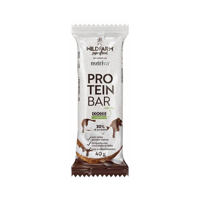 Wildfarm Protein Bar Barretta Proteica al Cocco con Superfood Matcha 40  grammi