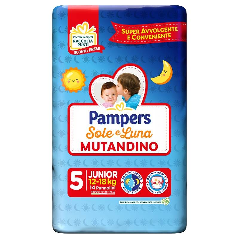 Pampers Sole & Luna Pannolino mutandino Taglia Junior 5 (12-18Kg)