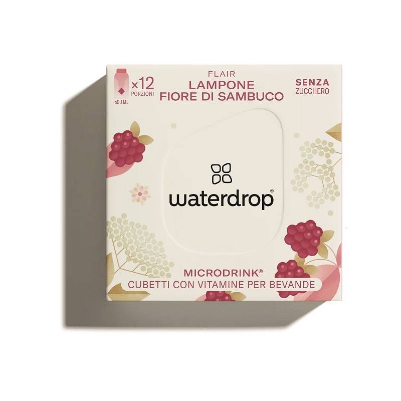 Waterdrop Microdrink Flair Cubetti con Vitamine per Bevande Gusto Lampone  12 cubetti